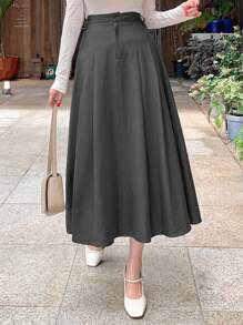 DAZY Women's Solid Color A-Line Skirt - Dark Grey - View 4