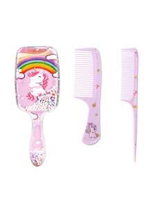 Lược 3 mảnh Lược chải tóc Sản phẩm dành cho tóc Bộ dụng cụ làm tóc Lược tạo kiểu làm đẹp Lược màu thích hợp cho tóc tự nhiên, xoăn, ướt và khô, tóc đen, bộ lược chải tóc đàn hồi, thích hợp để cắt tóc và cắt tóc, không gây đau khi sử dụng hàng ngày, dễ làm sạch - Nhiều màu - Xem 2