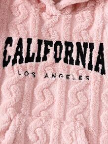 Sudadera con capucha bordada con letras para niñas preadolescentes, negro y rosa - Rosa - Ver 5