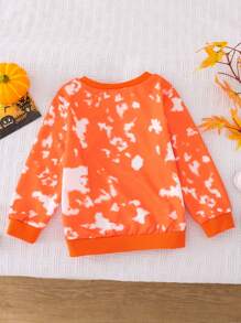 SHEIN 1pc Young Girl Tie-Dye Cute Monster Graphic Sweatshirt, Casual And Comfy For Halloween Party, Family Matching Mommy And Me (4 Pieces Are Sold Separately) - Multicolor - View 2
