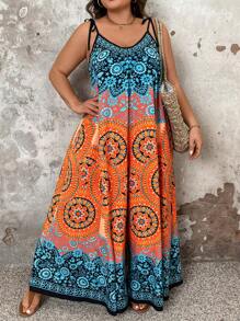 Breezaya Áo liền quần ngày lễ thời trang in hoa cỡ lớn - Nhiều màu - Xem 6