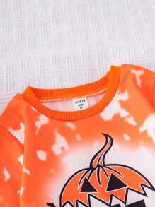 SHEIN 1pc Young Girl Tie-Dye Cute Monster Graphic Sweatshirt, Casual And Comfy For Halloween Party, Family Matching Mommy And Me (4 Pieces Are Sold Separately) - Multicolor - View 5