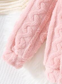 Sudadera con capucha bordada con letras para niñas preadolescentes, negro y rosa - Rosa - Ver 6