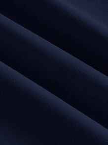 SHEIN EZwear Elegant Asymmetrical Shoulder Ruched Extra-Long Mermaid Dress,Summer Dresses For Women,Tea Party Dress - Navy Blue - View 5