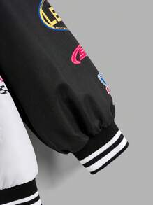 SHEIN Tween Girls Clothes Clothes Jersey Shirt Frist Day Of School Clothes  Mommy And Me Graphic Zip Up Fall Bomber Jackets Football/Volleyball Shirt Thanksgiving Halloween Costume Christmas Costumes Y2k Kpop Varsity Fall Bomber Jackets Spring/Fall/Winter - Multicolor - View 3