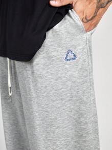 Manfinity VCAY Pantalón de chándal para hombre con cordón delantero, bolsillo estampado, uso diario informal