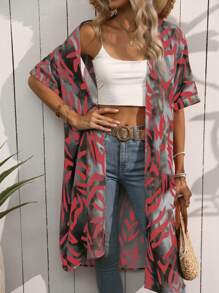 Swim Vcay 女式休闲全身印花短袖雪纺罩衫夏季