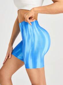 Easithlete 夏季时尚扎染高腰修身运动短裤氨纶短裤 - 彩色 - 查看 6