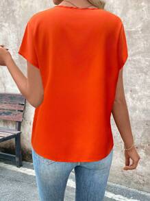 EMERY ROSE Áo cánh dơi cổ chữ V in hoa rộng rãi thoải mái cho nữ - trái cam - Xem 2