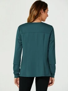 TaskEZ Scrub Nurse Uniform Women's Solid Color Zip Front Long Sleeve Pocket  Uniform Jacket