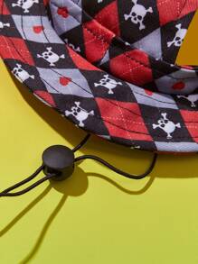 PETSIN Halloween Plaid Skeleton Pet Hat - Rose Red - View 3