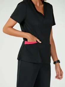 TaskEZ Contrasterende kleur broek met korte mouwen en uniforme set