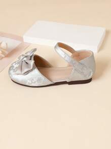 1 Paar Mädchen Sandalen mit geschlossener Zehenpartie, bestickt im chinesischen Stil, Prinzessin-Modell, Sommer - Silber - Übersicht 6