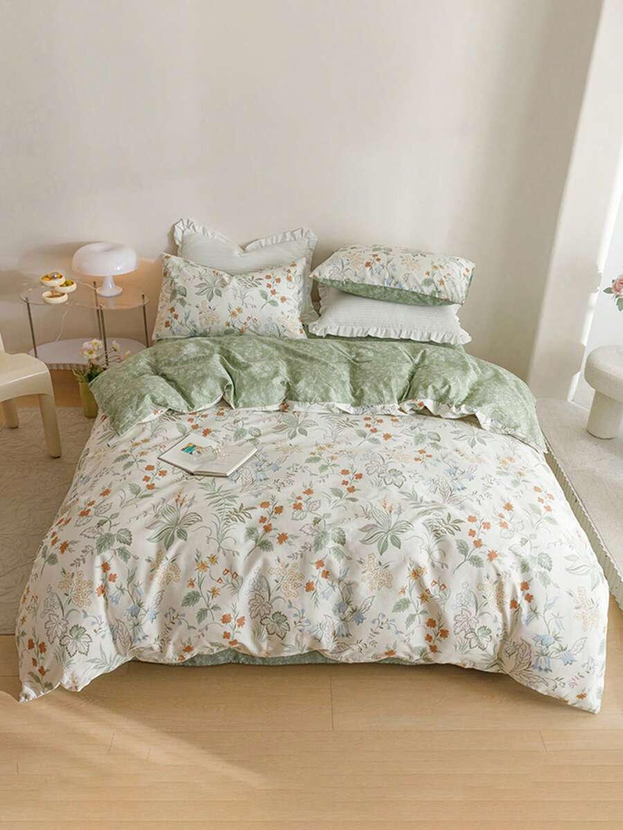 3pcs Floral Pattern Duvet Cover Set, Made Of Super Soft & Breathable Premium Microfiber Fabric, Suitable For All Seasons, Machine Washable, Non-Fading, Non-Pilling, Anti-Shrink, Anti-Wrinkle, Fashionable Bohemian/Farmhouse/Modern Minimalist Bedroom Decor, Easy Care, Fits Twin/Full/Queen/King Size Beds, Ideal For Home, Dorm, Apartment, Hotel, Vacation Rental, And Gift-Giving. - Multicolor - View 1