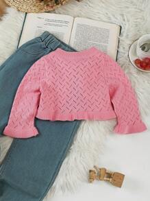 婴幼儿女孩轻质针织开衫 - 粉色 - 查看 2