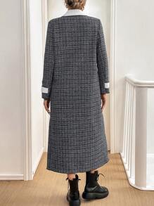 SHEIN Essnce 女式缺口领蓬松复合常规夹克，秋冬季 - 彩色 - 查看 2