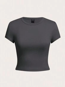 Tween Girls' Casual Solid Color Short Sleeve T-Shirt, Summer - Black - View 5