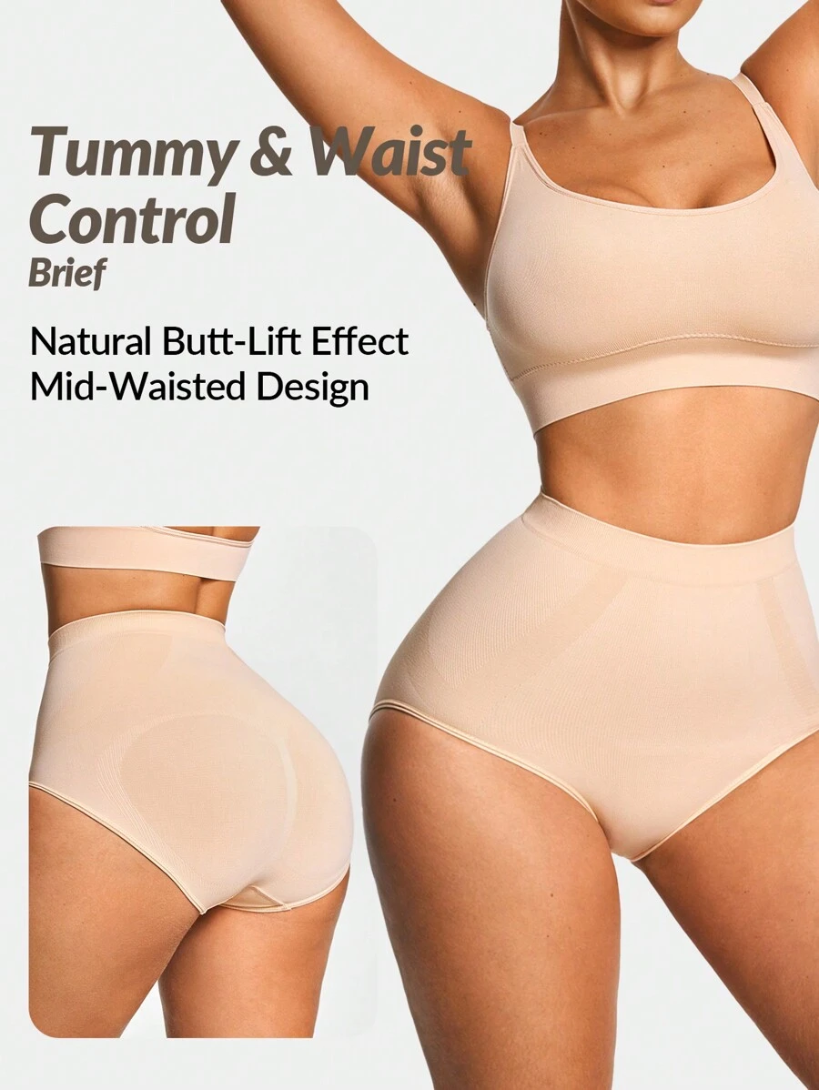 SHAPORA Quần lót định hình lưng cao rắn chắc cho nữ - Màu be - Xem 1