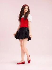 CUCCOO DOLLMOD Red Ballet Flats With Bowknot For Women  Halloween Sorceress - Red - View 9