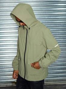 Manfinity Homme Men's Casual Hooded Outdoor Jacket - Army Green - View 5