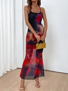Chiquease Women Sexy Mesh Mermaid Dress - Red - View 4