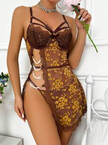 2pcs/Set Lace Women Lingerie Set With Underwire, Sexy - Multicolor - View 1