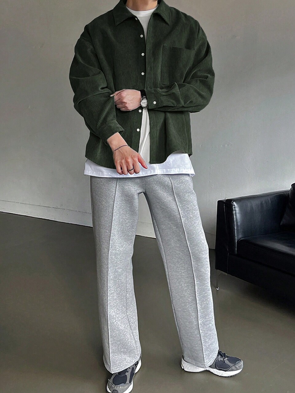 Men's Solid Color Button Front Long Sleeve Pocket Simple Casual Shirt, Fall, Back To School