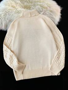 Flirla Suéter de punto de jacquard con patrón de cerezas lindo y de talla grande - Multicolor - Ver 2