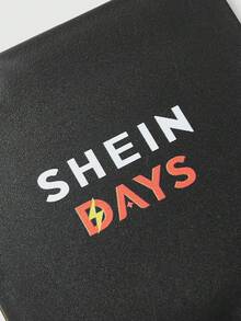 SHEIN 1 件黑色印花方形简约日常镜子 - 黑色 - 查看 4