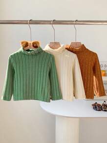 3 件装男婴罗纹针织高领分层上衣，适合秋冬季休闲穿着 - 彩色 - 查看 9