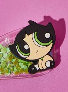 THE POWERPUFF GIRLS X SHEIN 3 sztuki/zestaw Blossom, Bubbles, Buttercup Pattern Brokatowe spinki do włosów Spinki do włosów Spinki do włosów Spinki do włosów