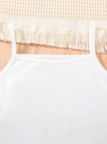 2 piezas Conjunto casual de chaqueta con capucha con cierre de cremallera y texto con textura y pantalones para niñas adolescentes de moda - Gris - Ver 7
