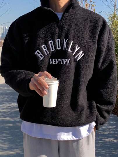 DAZY Hanorac bărbătesc cu broderie de litere, toamnă