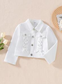 SHEIN Girls Windbreaker Jacket For Autumn, New Design - White - View 1