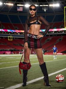 Dwi widiyanto Artist 美式复古街头风格女式休闲迷你裙，适合节日、派对、节庆、西式服装 - 紅色 - 查看 4