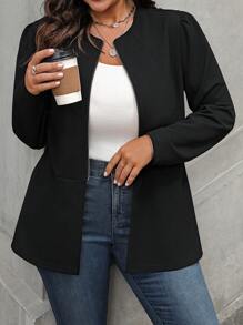 EMERY ROSE Chaqueta informal de unicolor de manga larga para talla grande, otoño