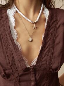 Bohemela 女士度假蕾丝撞色衬衫，无袖上衣 - 棕色 - 查看 4