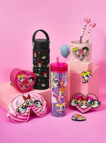THE POWERPUFF GIRLS X SHEIN Cute Cartoon Figure Print 480ML Translucent Double-Layered Straw Cup - Multicolor - View 6
