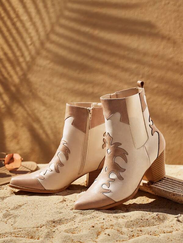 Styleloop Fashion Women Western Cowgirl Chunky High Heel Short Ankle Boots Christmas Fall