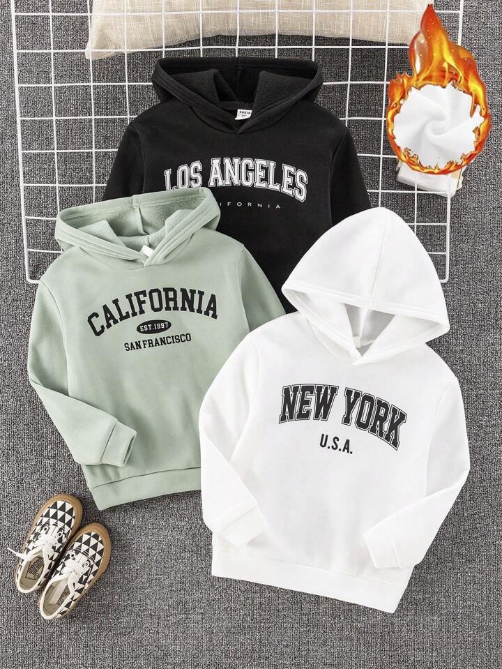 Buy 2 Get 1 Free Youth Boys Casual Collegiate Comfortable Fashionable Minimalist Practical Soft Thick Fleece Lined Hoodie Multipack Suitable For Essentials Hoodie Boys Hoodies Black Sweatshirt Black H...