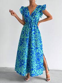 SHEIN Cottnline Printed Detailed A Line Woven Dress - Multicolor - View 3