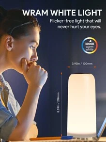 JMMO LED 灯、RGB 触摸感应台灯、平滑触摸控制、RGB 显示和照明记忆，适用于卧室客厅便携式桌子床头灯、床边房间装饰、梳妆台灯、仙女灯 - 英国插头圣诞礼物、秋冬季假期露营必备品度假配件、露营用品 - 白色 - 查看 5