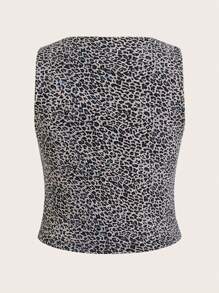 SHEIN Essnce 大码女式夏季休闲豹纹背心 - 彩色 - 查看 2