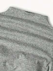 SHEIN LUNE 女士秋冬加垫立领褶皱侧边修身 T 恤，简约 T 恤 - 灰色 - 查看 6