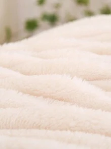 1pc Striped Fleece Thickened Warm Fitted Sheet And Fitted Sheet Set, Minimalist Solid Color Floral Cut Plush Mattress Protector Cover, Ultra Soft And Cozy Fabric For Bedroom, Dorm, Guest Room,Fall Decor,Autumn Decor,Room Decor - White - View 8