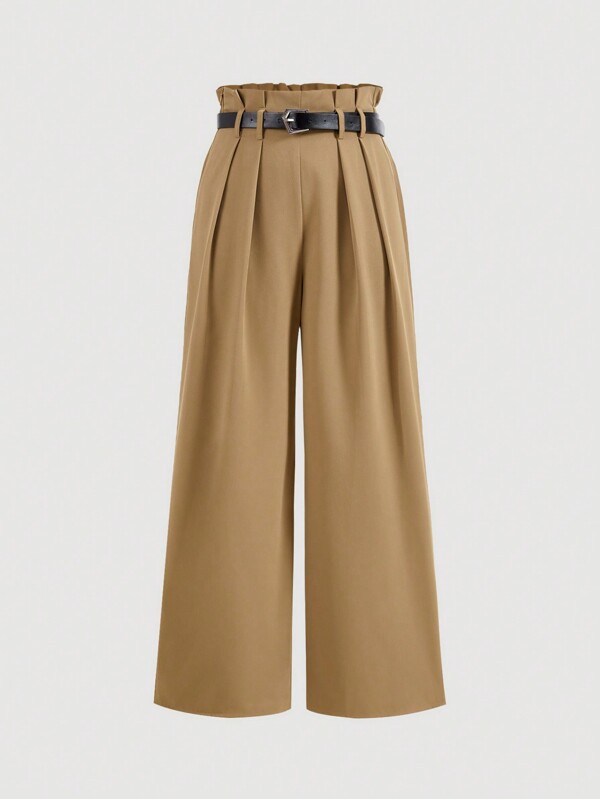 SHEIN MOD High-Waisted Retro Straight Brown Trousers, Casual Daily Wear, Autumn And Winter Women's Bottoms, Business Casual Women's Wear, 90s Wear, Homecoming, Korean Fashion, Office Wear, Renaissance, Old Money Style, Prom, , Goth, Festival