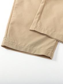 SHEIN Young Girls Casual Hooded Padded Jacket With Fuzzy Collar, Letter & Tie Dye Print, Warm Winter Outerwear - Khaki - View 3