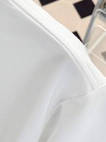 SHEIN Sparklyn Camiseta Blanca De Manga Corta De Corte Regular Para Adolescente Niña - Blanco - Ver 4