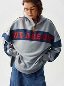 Bohemela Women's Vacation Patchwork Sweatshirt In Fall/Winter - Dusty Blue - View 8