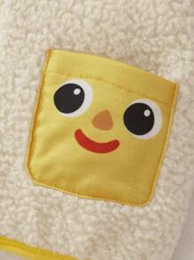 2 peças Conjunto com Capuz e Calça Impressão de Expressão Fofa de Desenho Animado para Menina Pequena - Multicolorido - Visão 5